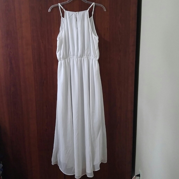 Grecian inspired white maxi with blue embroidery M - Picture 6 of 8